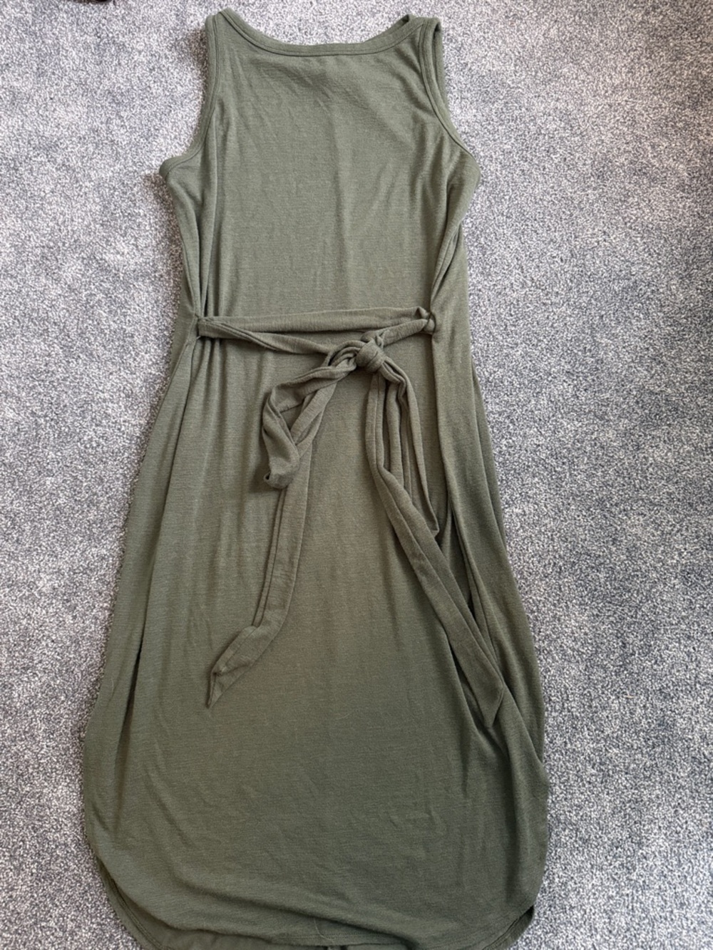 GAP Olive Green Sleeveless Tie-Waist Maxi Dress